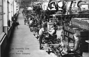An early assembly line at Ford, courtesy ford.com